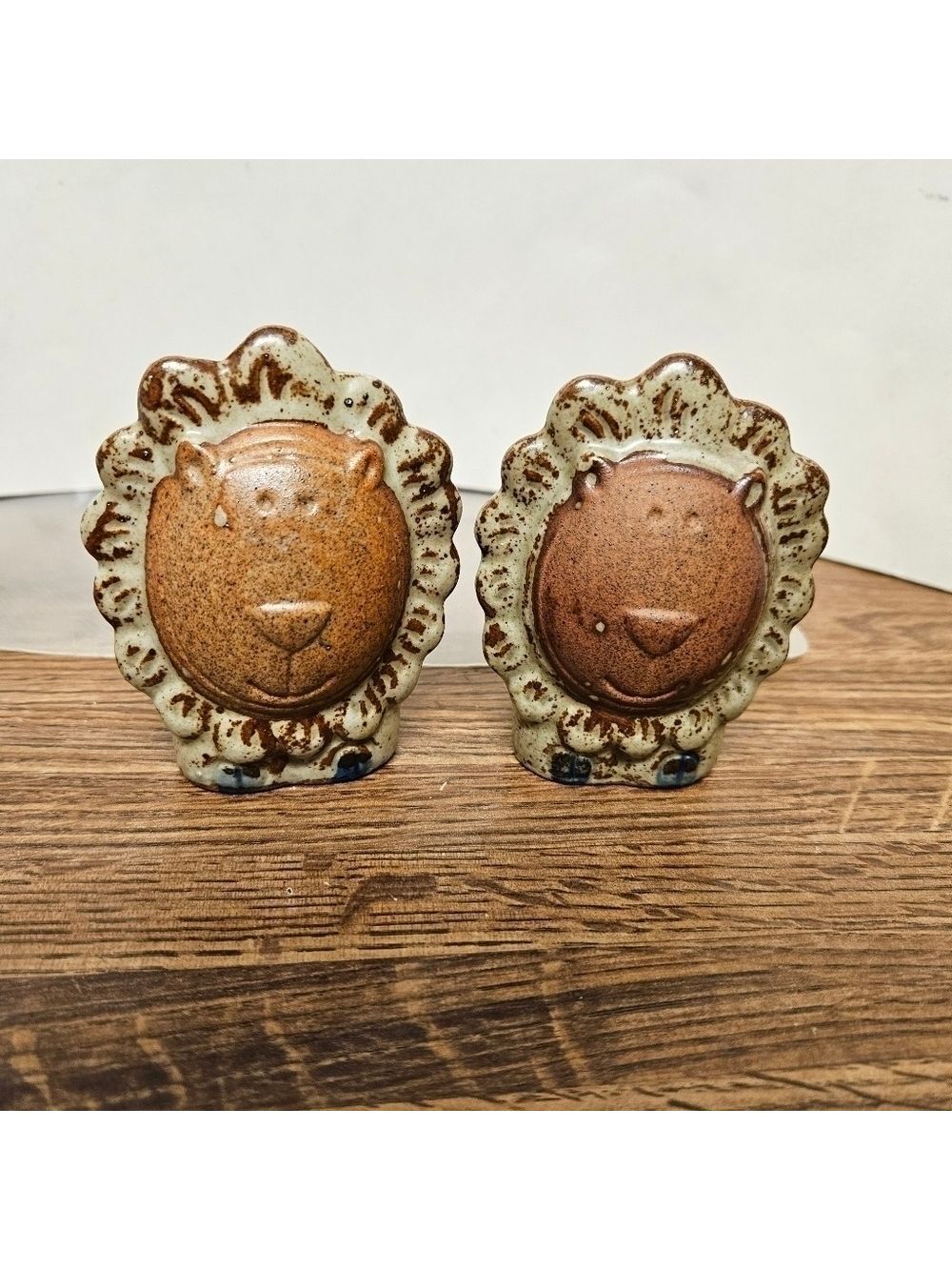 Vintage Stoneware Lion Salt & Pepper Shakers